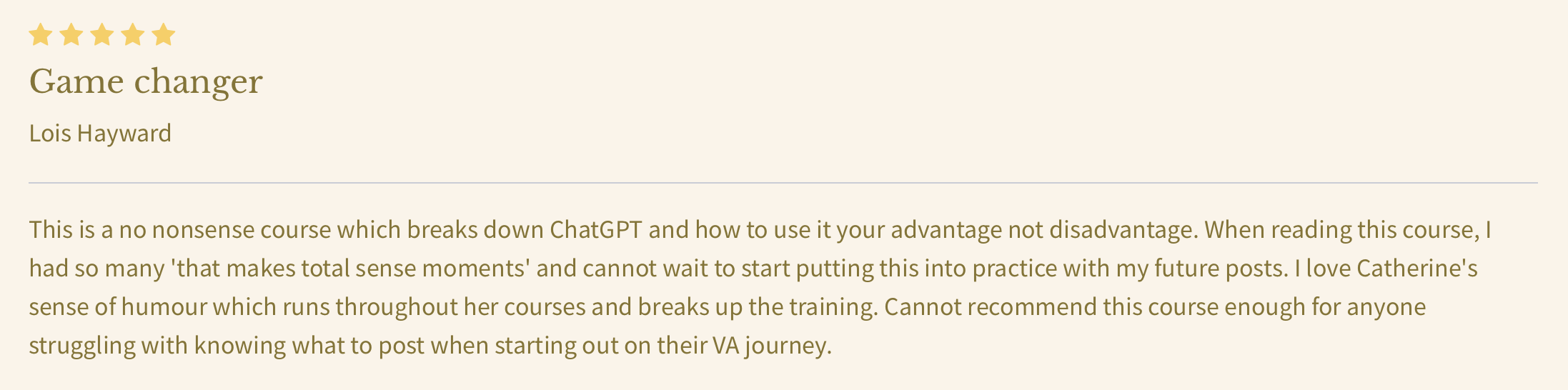 Reviews of Catherine Gladwyn's Train ChatGPT to write your social media posts as if it's you course Reviews of Catherine Gladwyn's Train ChatGPT to write your social media posts as if it's you course